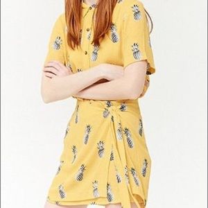 Forever 21 light yellow wrap shirt dress size M